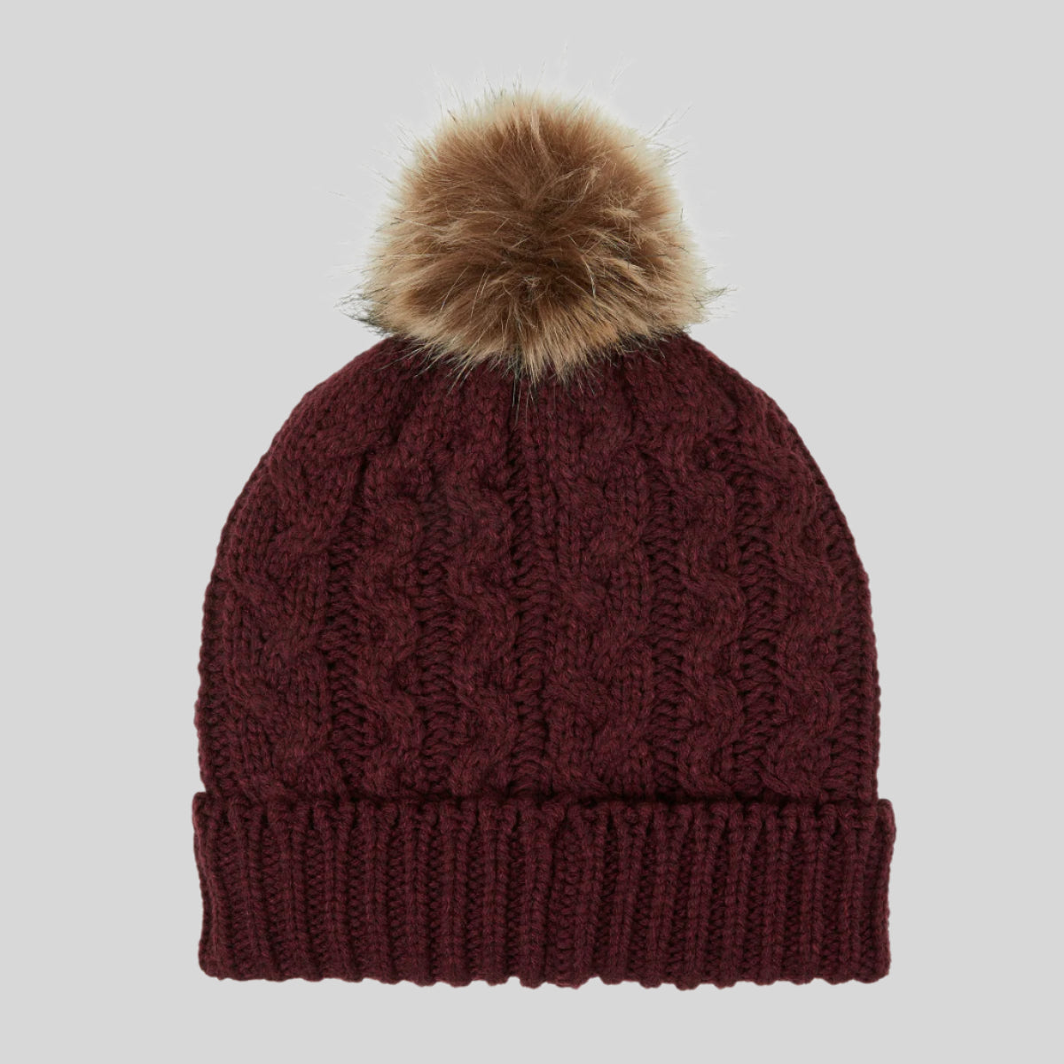 back view of Red Nordic Fleck bobble hat. on a white background