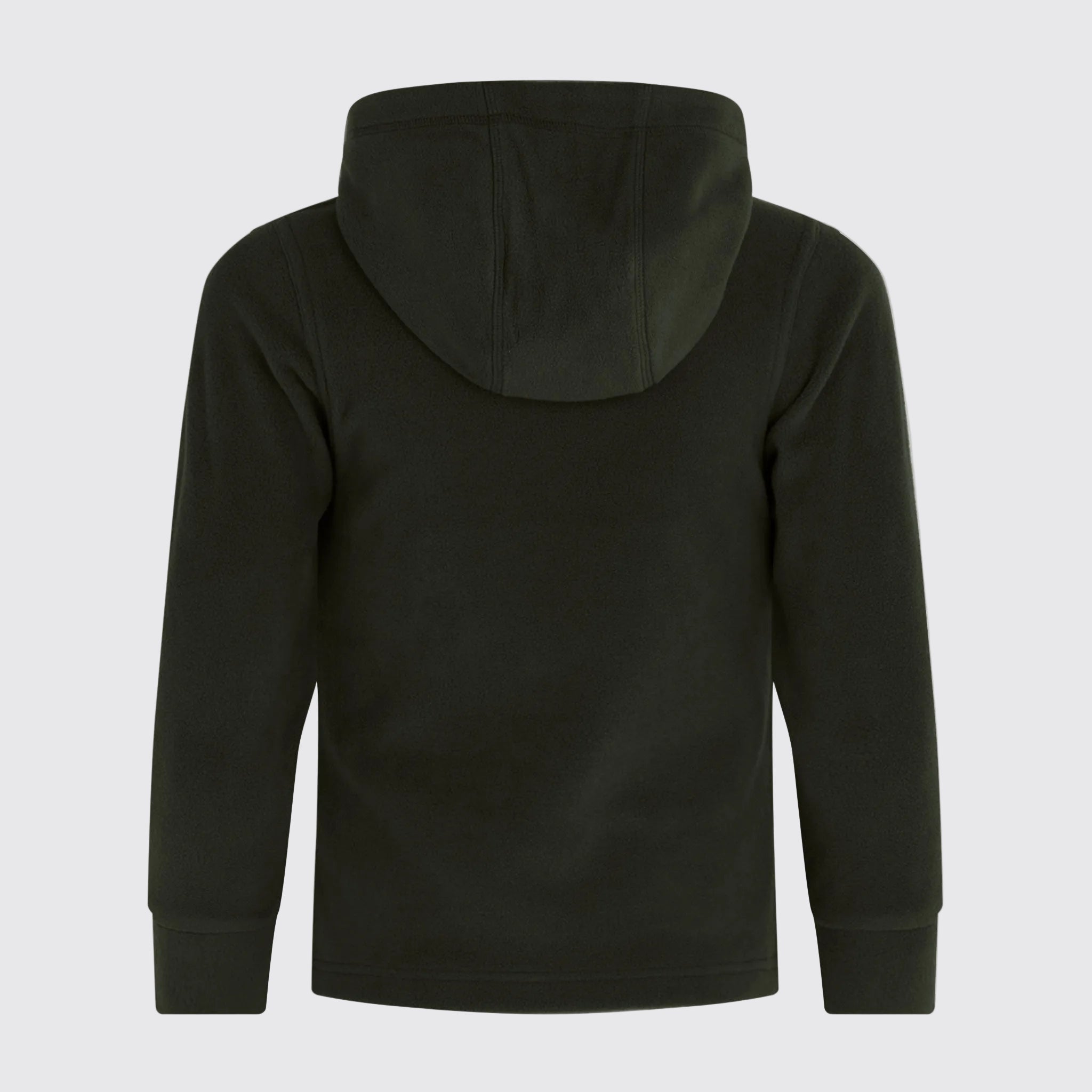 Ridgeline Navy hooded fleece pullover, back view with plain design and long sleeves
