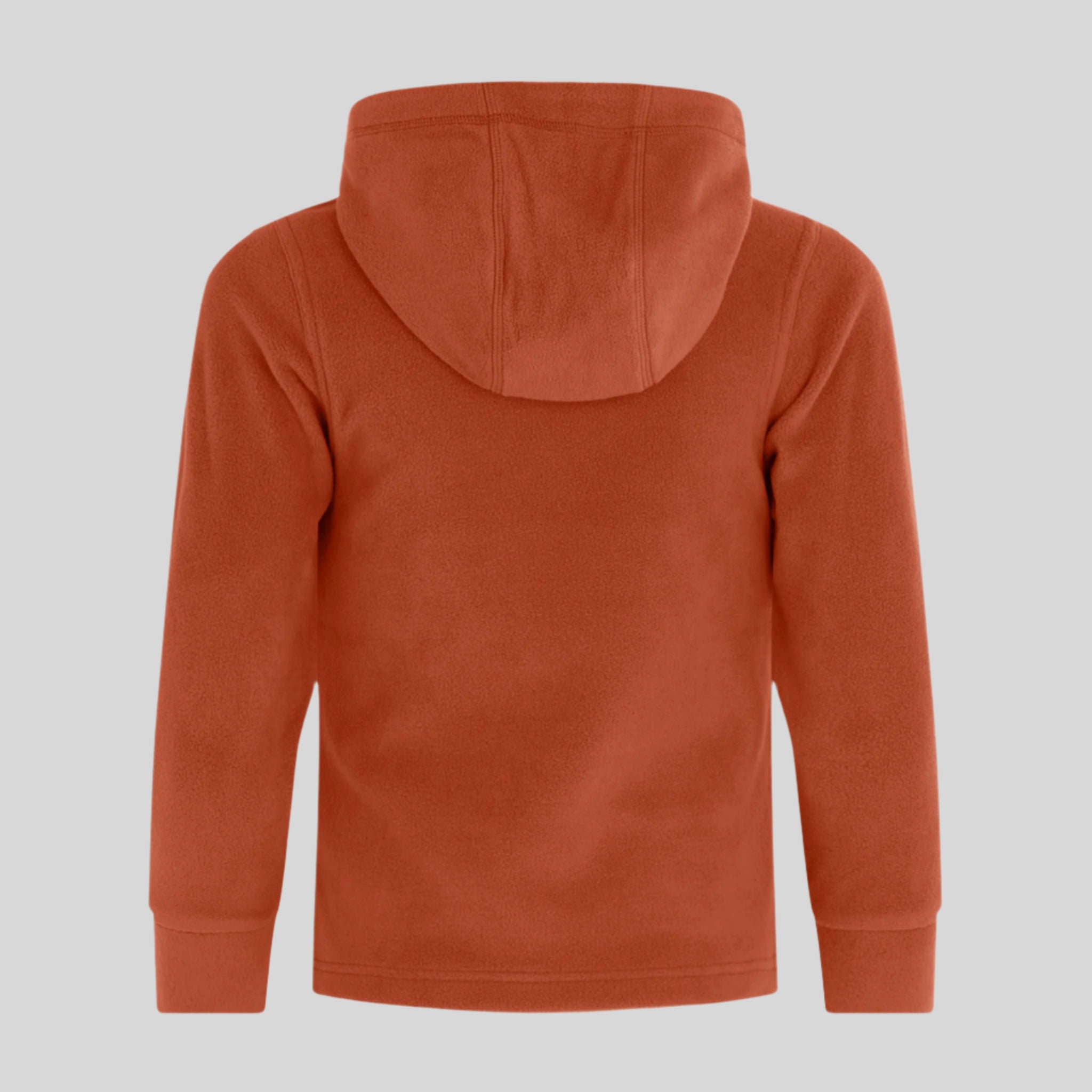 back view of Orange hoodie on a white background