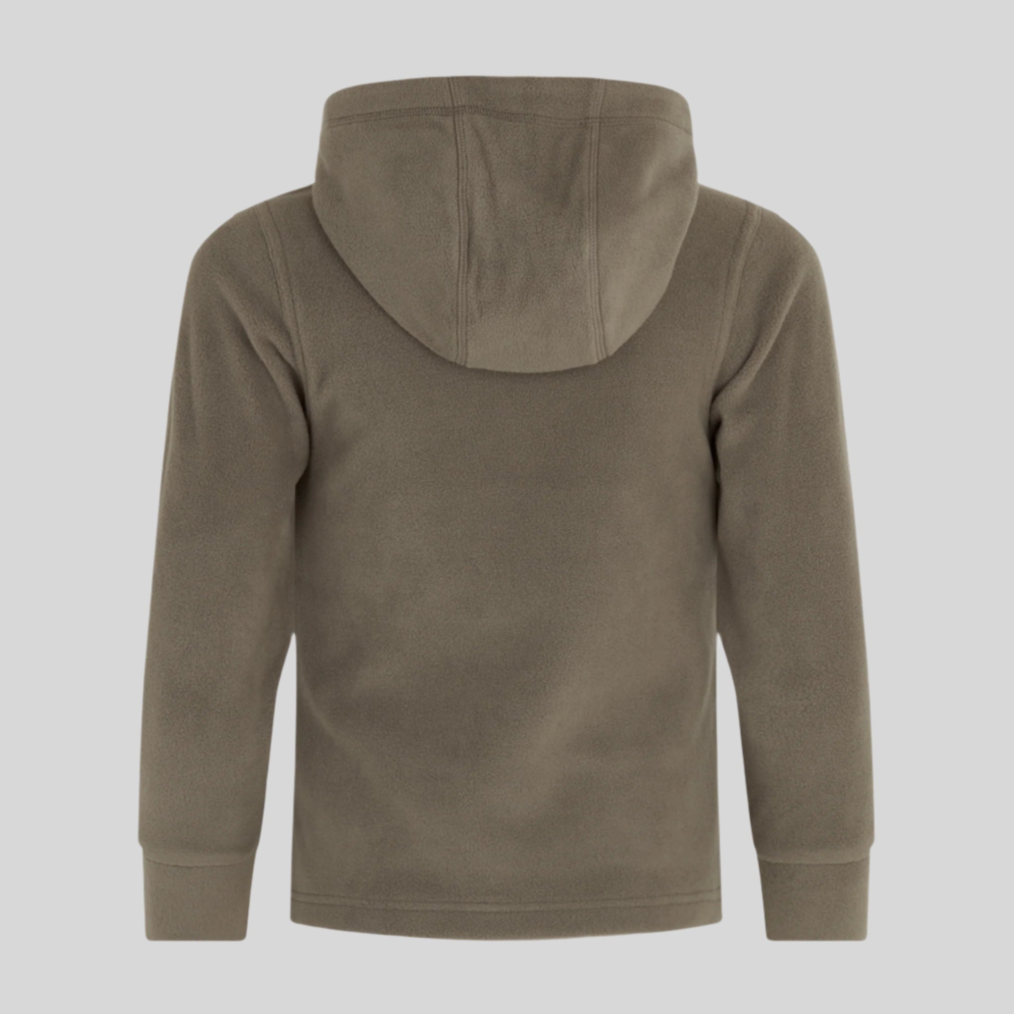 back view of a Grey hoodie on a white background