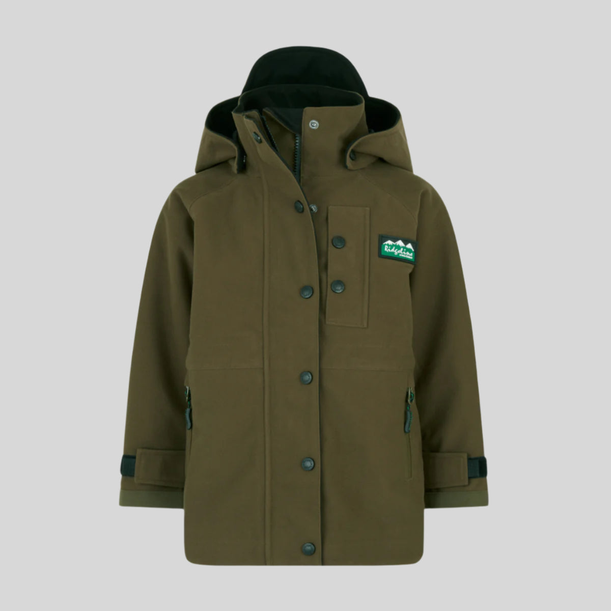 Brown Kids jacket with a Ridgeline Clothing brand logo on a white background