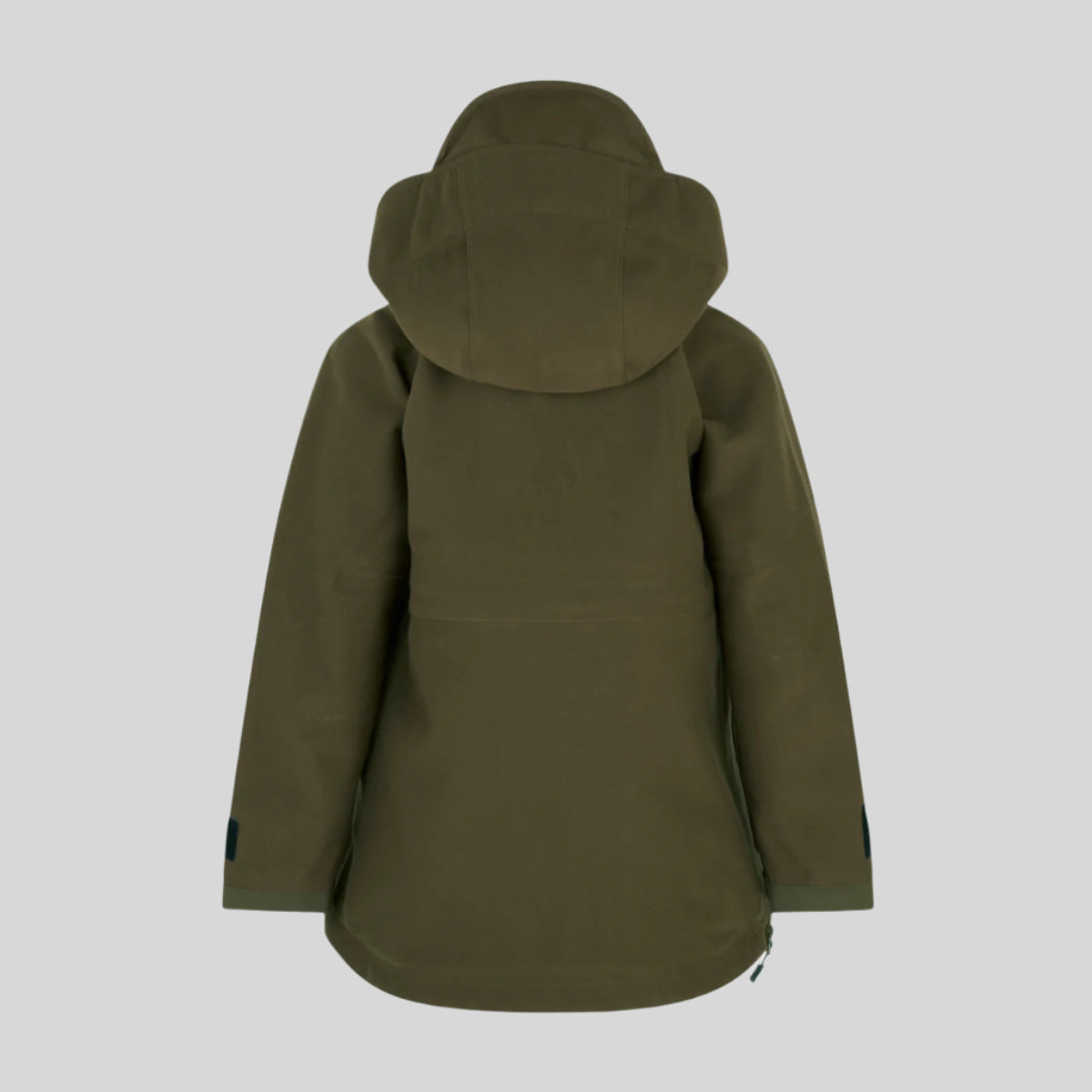 back view of a Brown Kids jacket with a hood on a white background