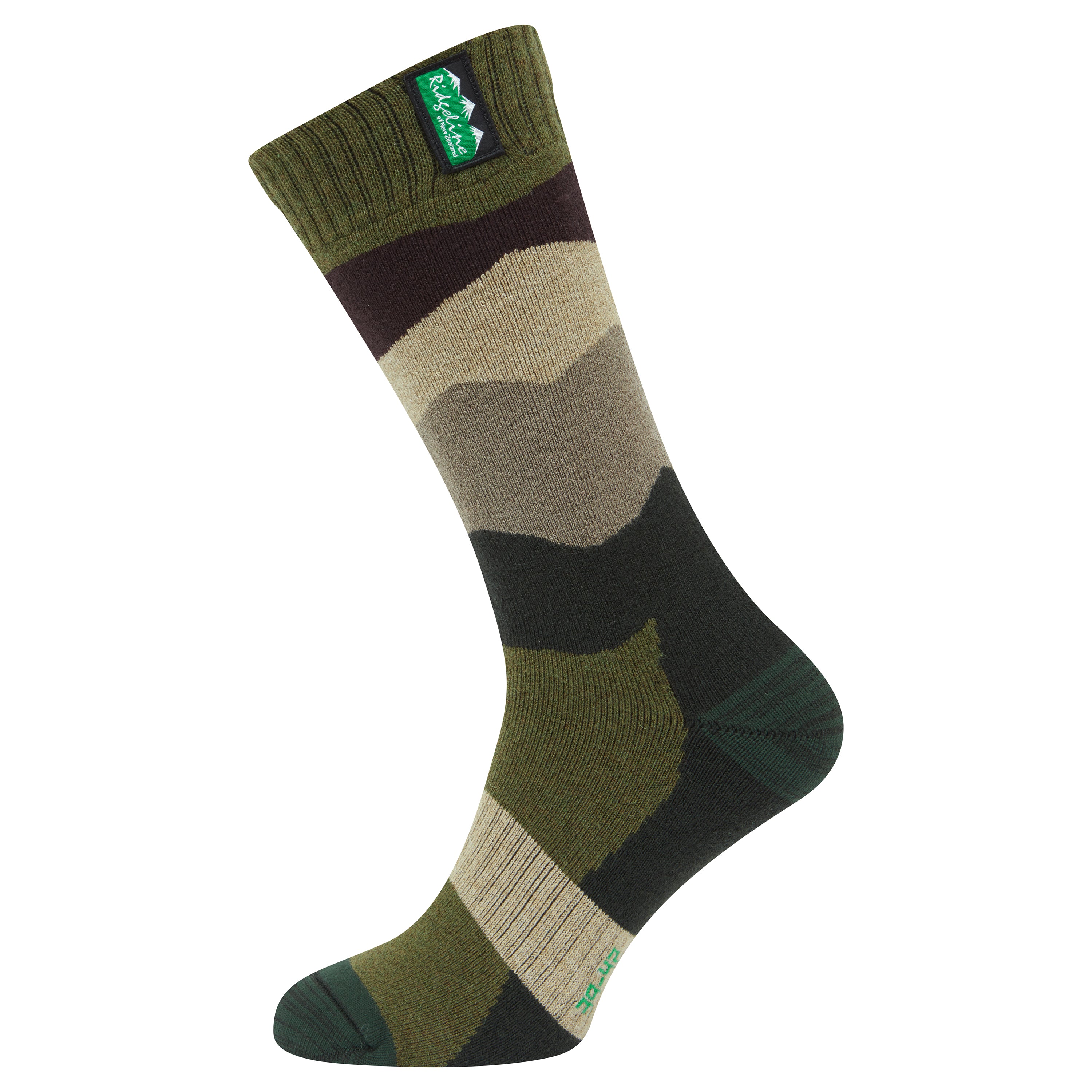 Merino Wool Socks Mid Length Olive Stripes