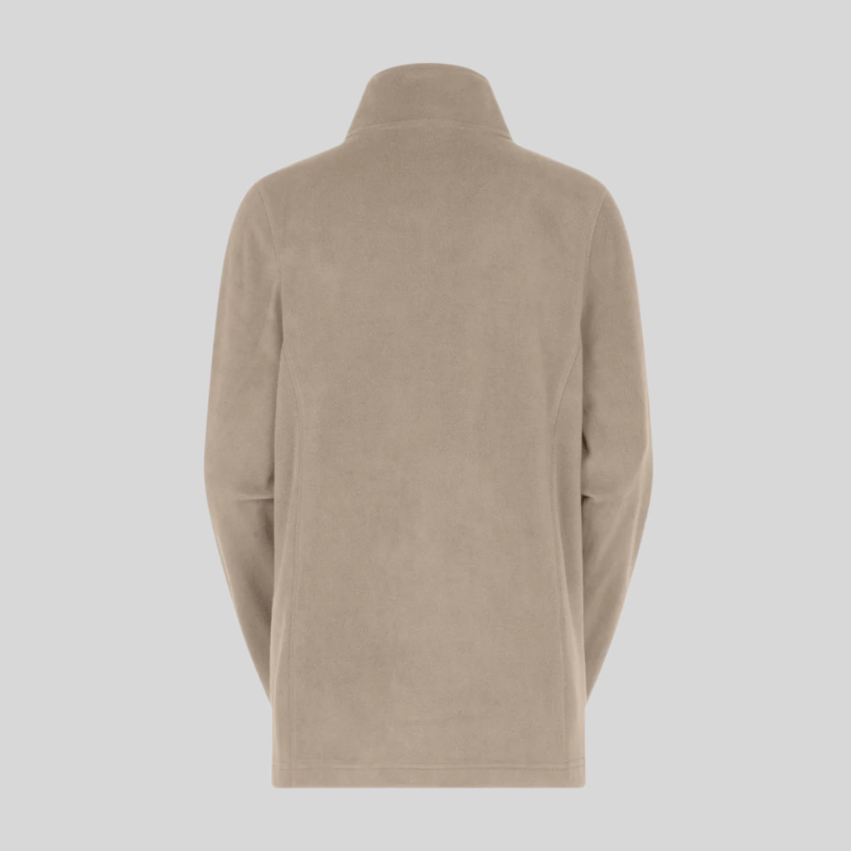 Back view of Beige Fleece sweater on a white background