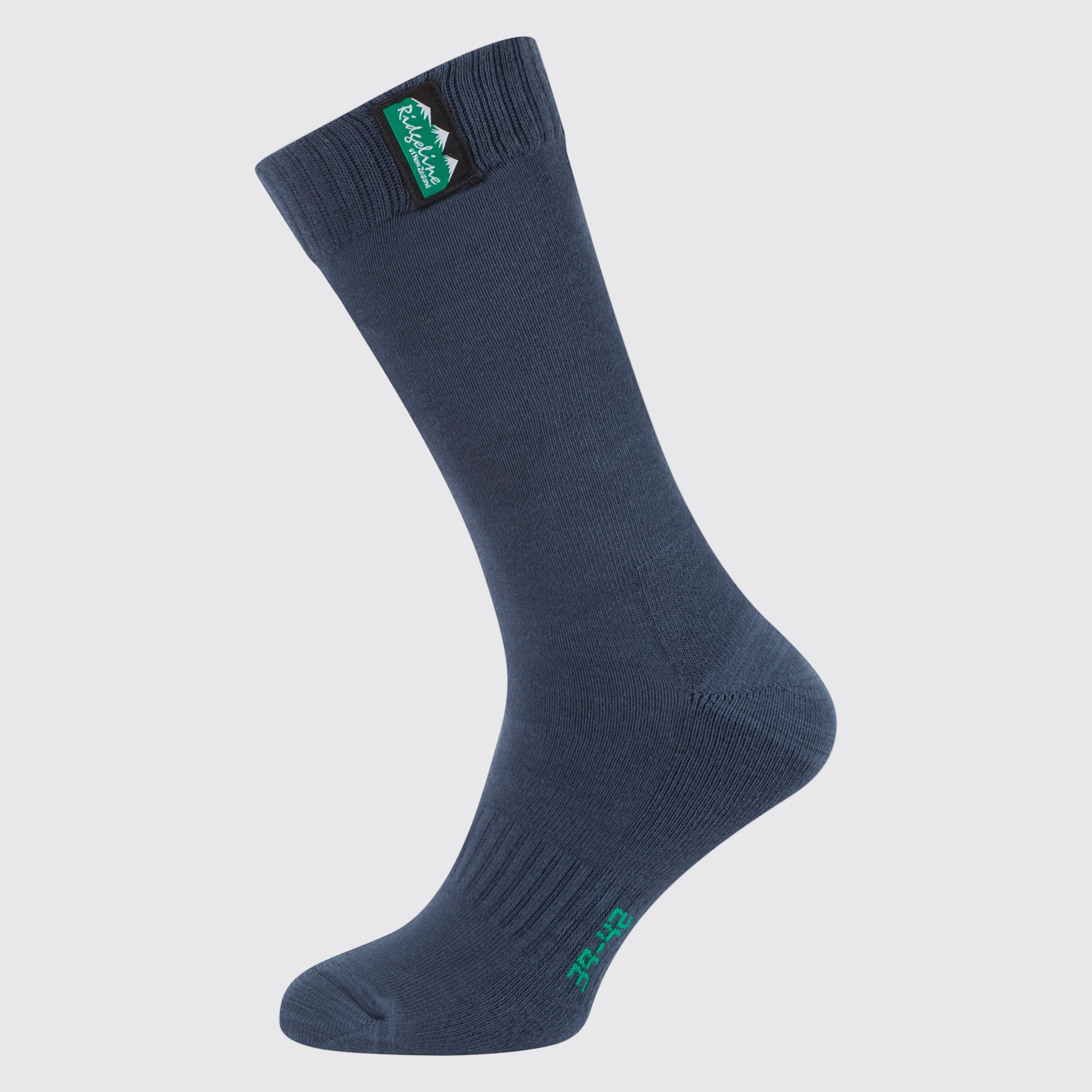 Cotton Work Socks Mid Length Navy Multi (Pack of 3)