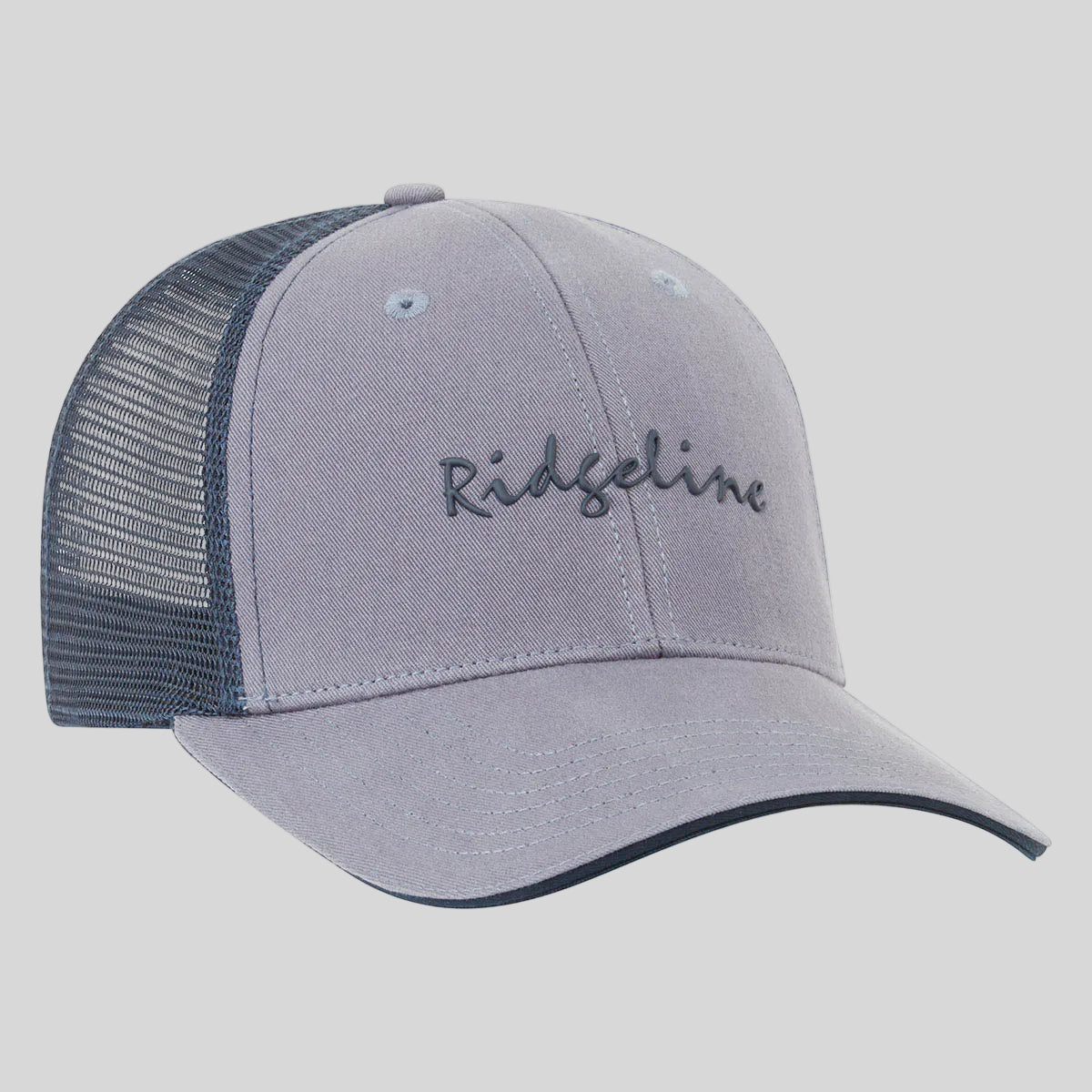 Light blue cap with mesh back and 'Ridgeline' branding on a white background