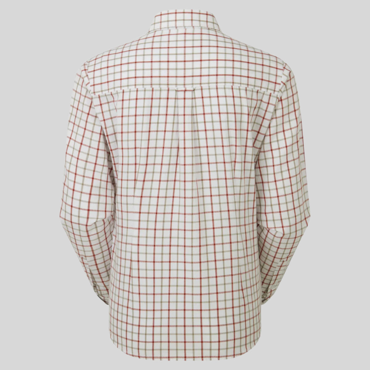 Plaid shirt with orange and green pattern on a white background