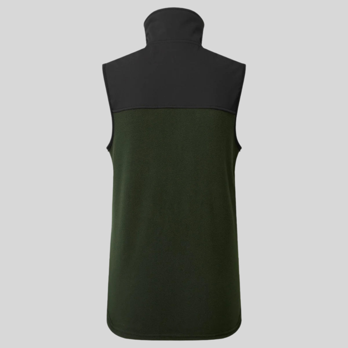 A black and green hybrid vest on a white background. 